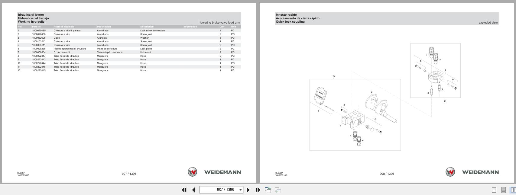 Weidemann Wheel Loader 3080LP RL50 Spare Parts List 1000333646 04.2019 IT ES EN (3)