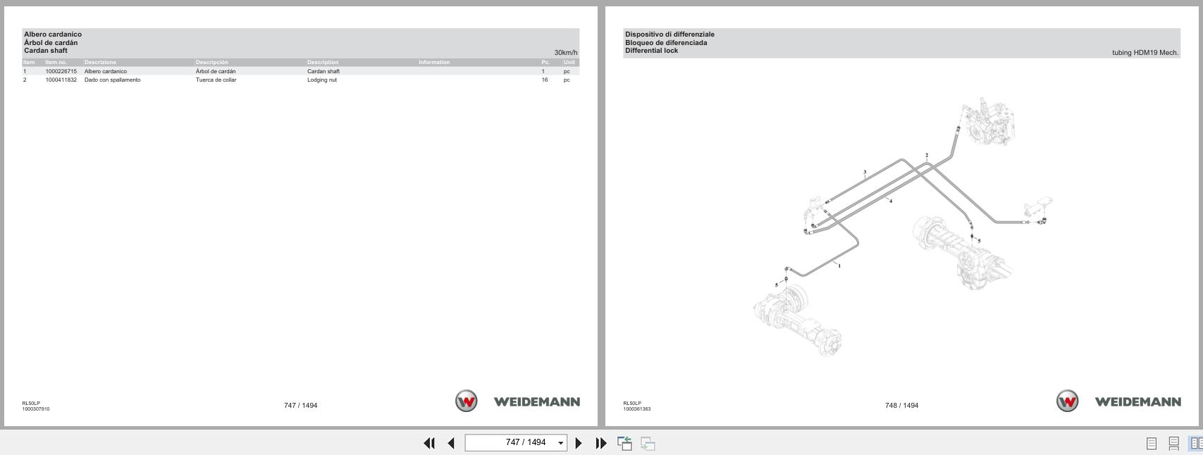 Weidemann Wheel Loader 3080LP RL50LP Spare Parts Catalog 07.2022 IT ES EN (2)