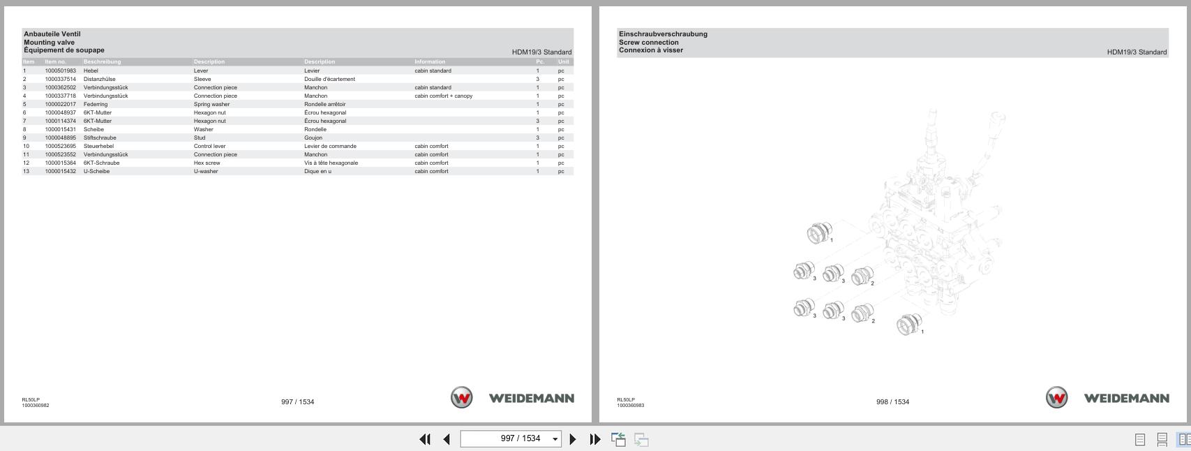 Weidemann Wheel Loader 3080LP RL50LP Spare Parts Catalog 1000333643 07.2025 DE EN FR (3)