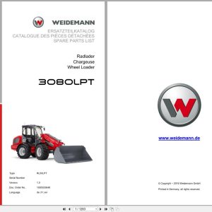 Weidemann Wheel Loader 3080LPT RL50LPT Spare Parts List 1000333648 2016 DE FR EN (1)