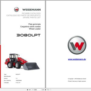 Weidemann Wheel Loader 3080LPT RL50LPT Spare Parts List 1000333649 2016 IT ES EN (1)