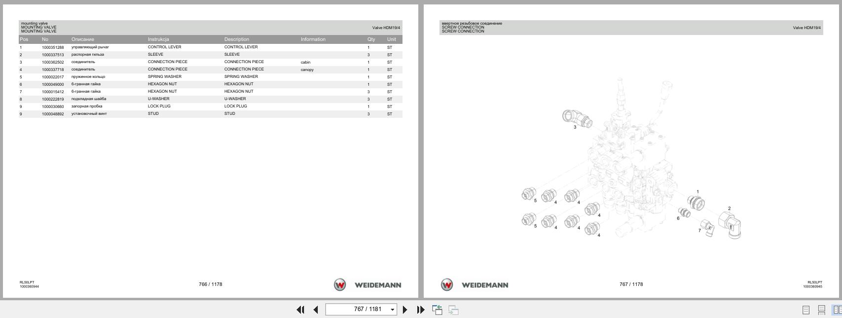 Weidemann Wheel Loader 3080LPT RL50LPT Spare Parts List 2016 RU PL EN (3)