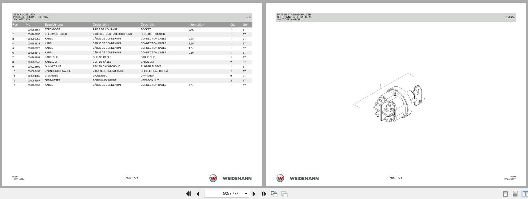 Weidemann Wheel Loader 3080T RL50 Spare Parts List 1000325787 2016 DE FR EN (3)