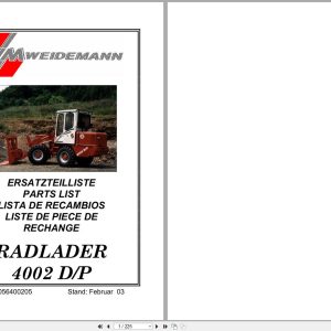 Weidemann Wheel Loader 4002 D P Spare Parts List 5056400205 2003 EN DE FR ES (1)