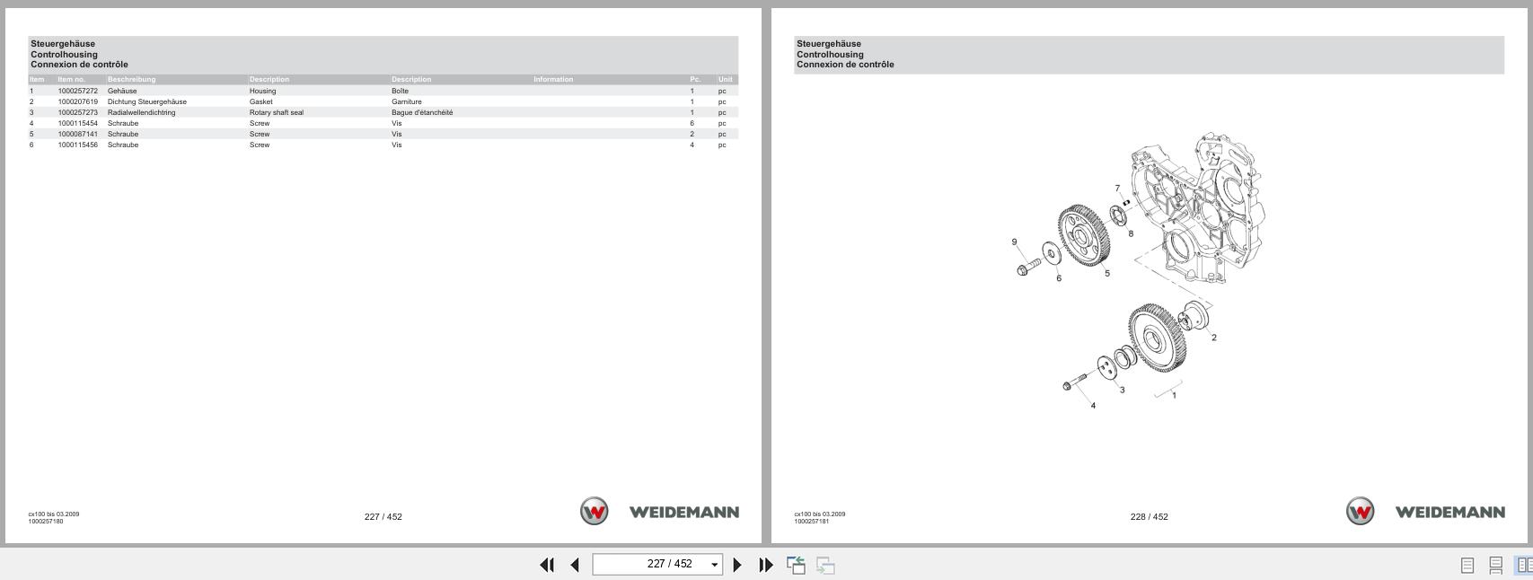 Weidemann Wheel Loader 4070CX100 CX100 Spare Parts Catalog 05.2025 DE EN FR (2)