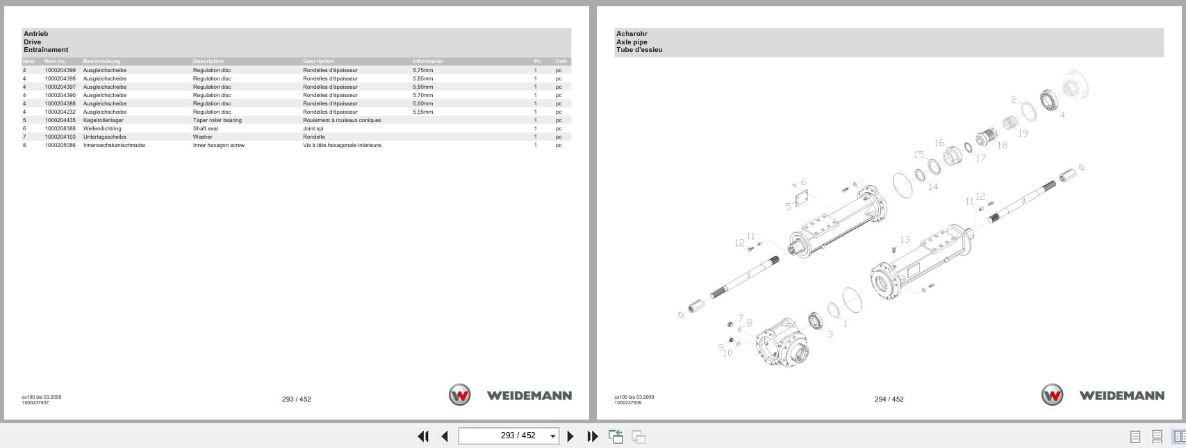 Weidemann Wheel Loader 4070CX100 CX100 Spare Parts Catalog 05.2025 DE EN FR (3)