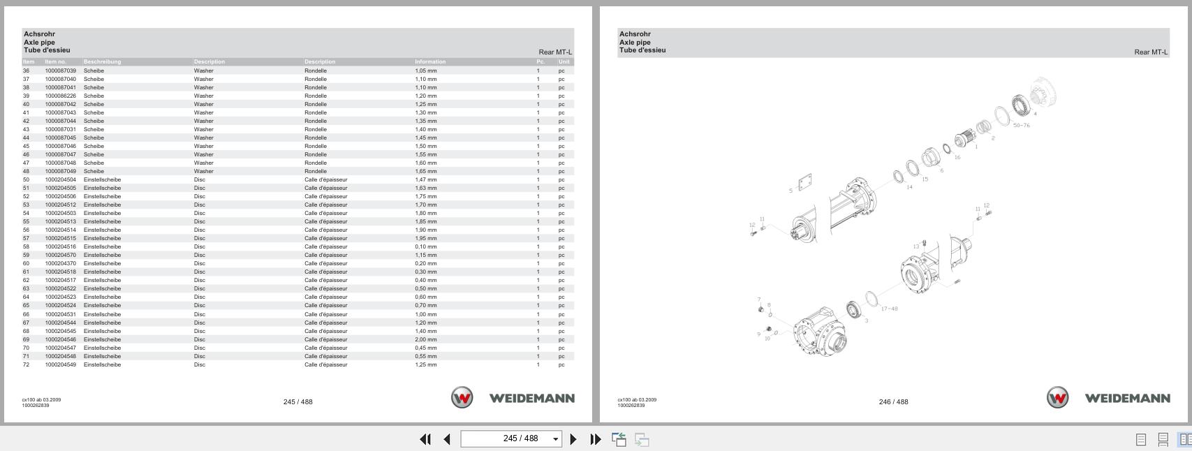 Weidemann Wheel Loader 4070CX100 CX100 Spare Parts Catalog 1000304692 05.2025 DE EN FR (2)