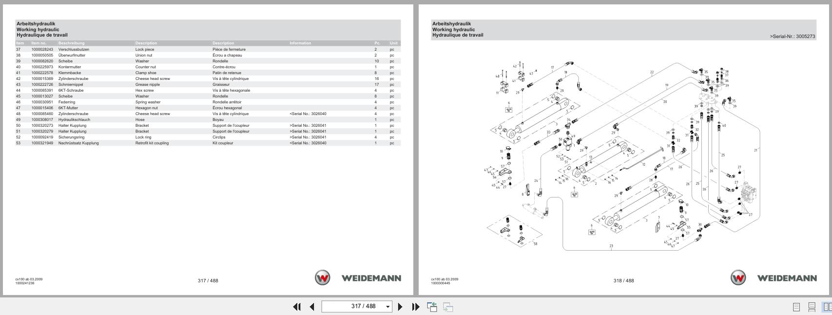 Weidemann Wheel Loader 4070CX100 CX100 Spare Parts Catalog 1000304692 05.2025 DE EN FR (3)