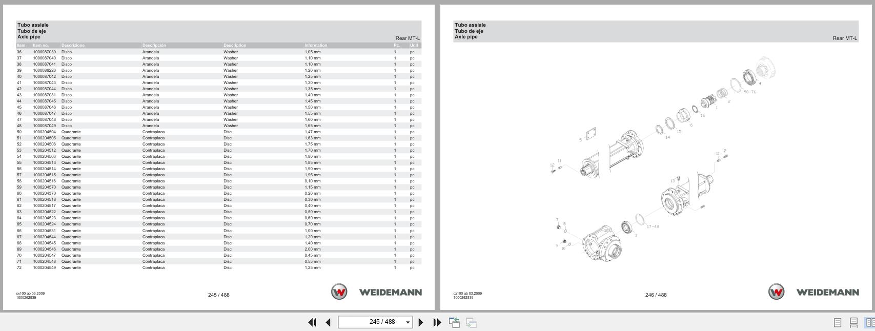 Weidemann Wheel Loader 4070CX100 CX100 Spare Parts Catalog 1000326083 01.2024 IT ES EN (2)