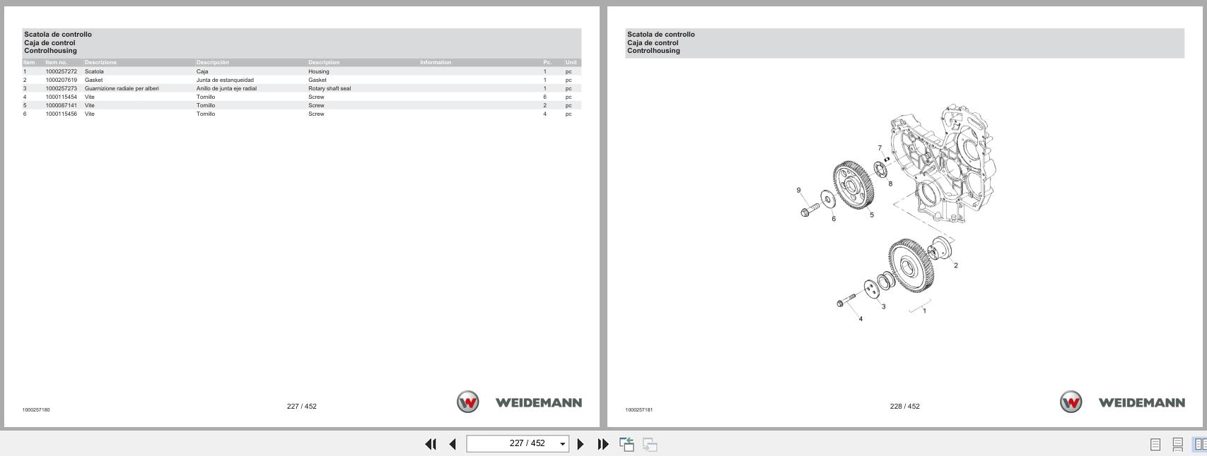 Weidemann Wheel Loader 4070CX100 Spare Parts Catalog 01.2023 IT ES EN (2)