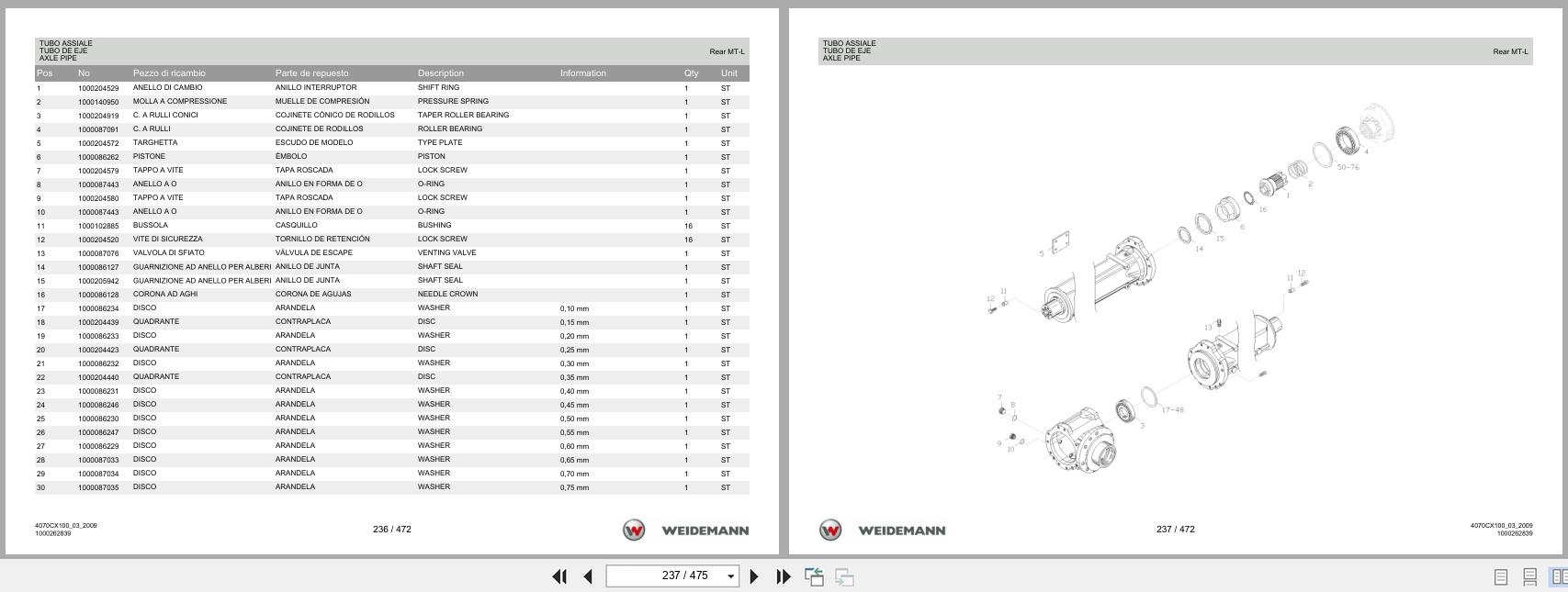 Weidemann Wheel Loader 4070CX100 Spare Parts List 1000326083 2014 IT ES EN (2)