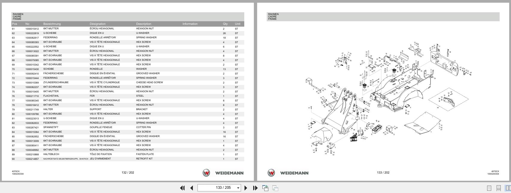 Weidemann Wheel Loader 4070CX80 4070CX Spare Parts List 1000211201 2014 DE FR EN (3)