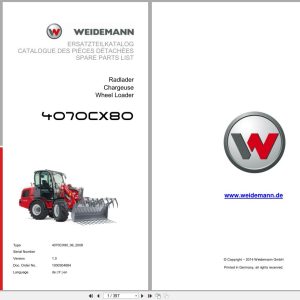 Weidemann Wheel Loader 4070CX80 4070CX80 Spare Parts List 1000304684 2014 DE FR EN (1)