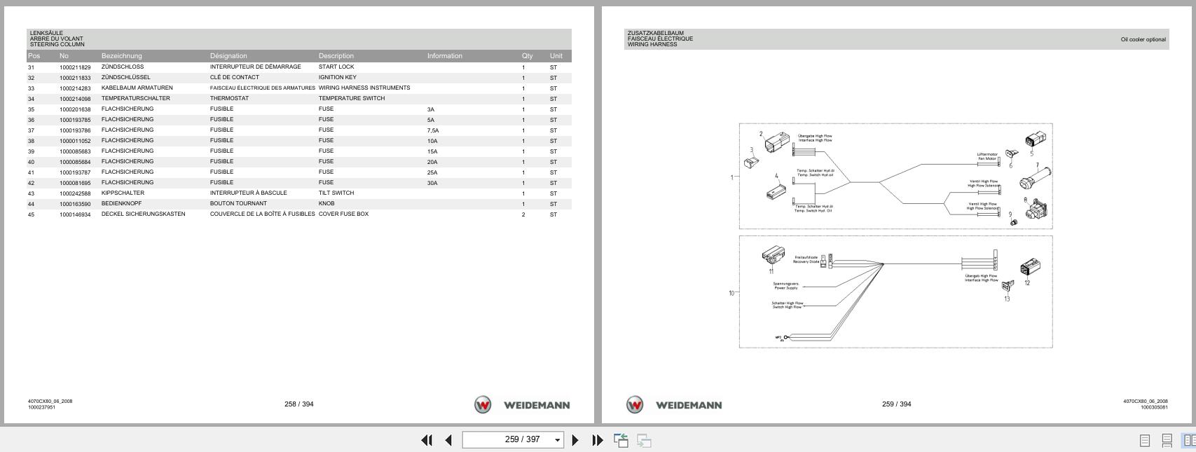 Weidemann Wheel Loader 4070CX80 4070CX80 Spare Parts List 1000304684 2014 DE FR EN (3)