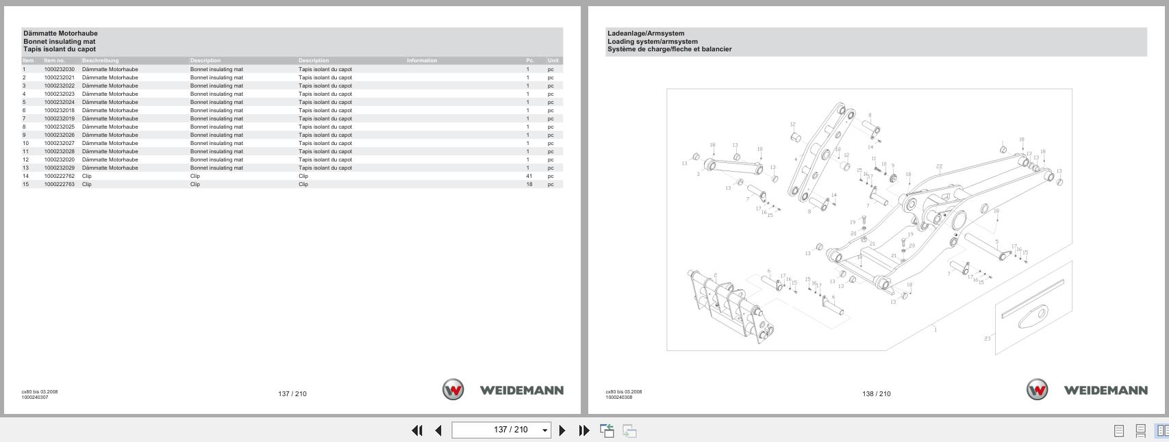 Weidemann Wheel Loader 4070CX80 CX80 Spare Parts Catalog 05.2025 DE EN FR (3)