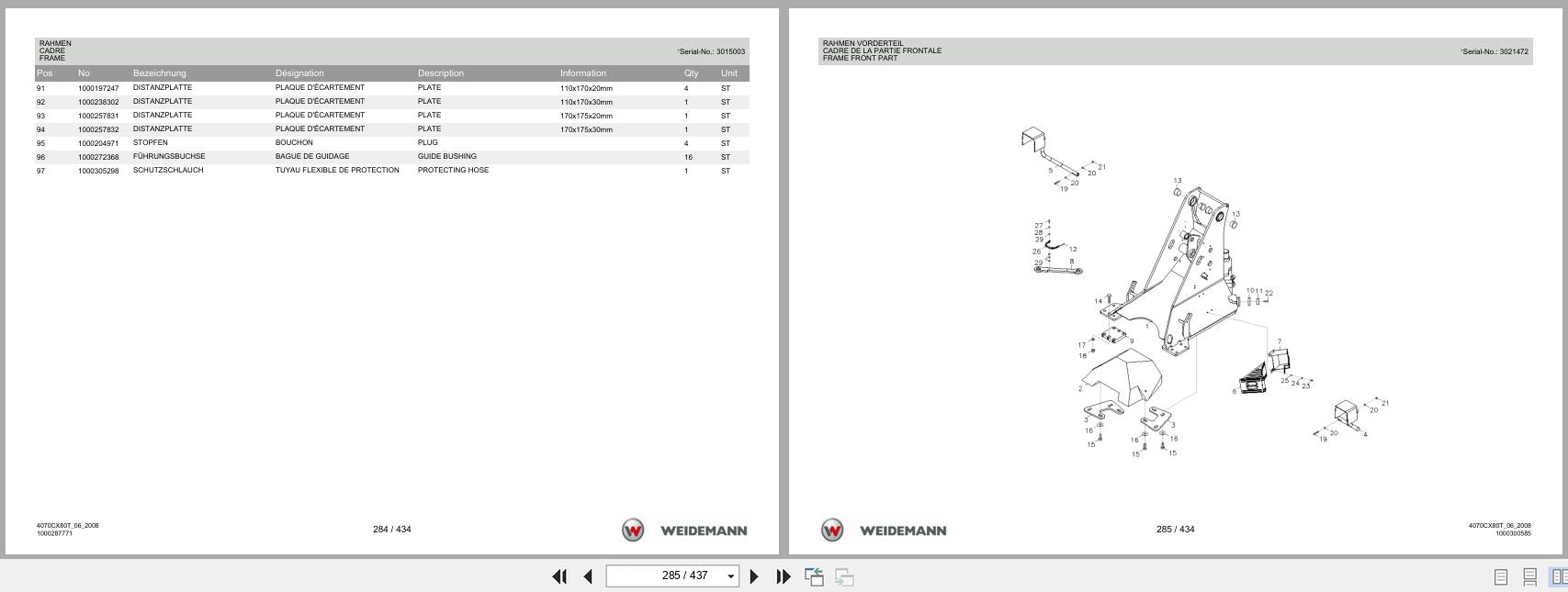 Weidemann Wheel Loader 4070CX80 TELE 4070CX80T Spare Parts List 1000304688 2014 DE FR EN (3)