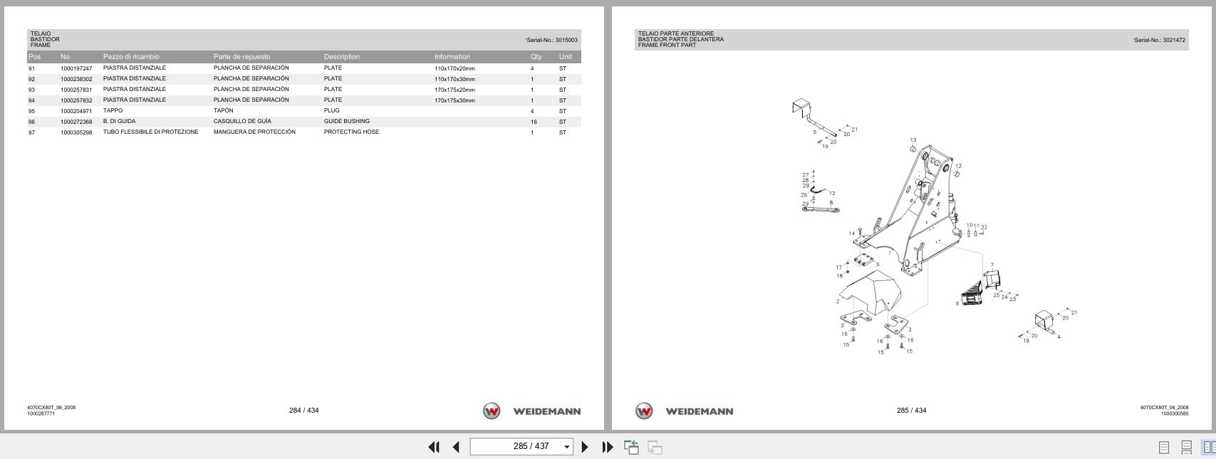 Weidemann Wheel Loader 4070CX80 TELE 4070CX80T Spare Parts List 1000326082 2014 IT ES EN (3)
