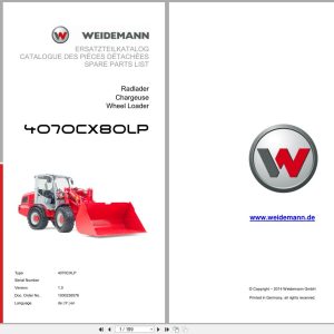 Weidemann Wheel Loader 4070CX80LP 4070CXLP Spare Parts List 1000236576 2014 DE FR EN (1)