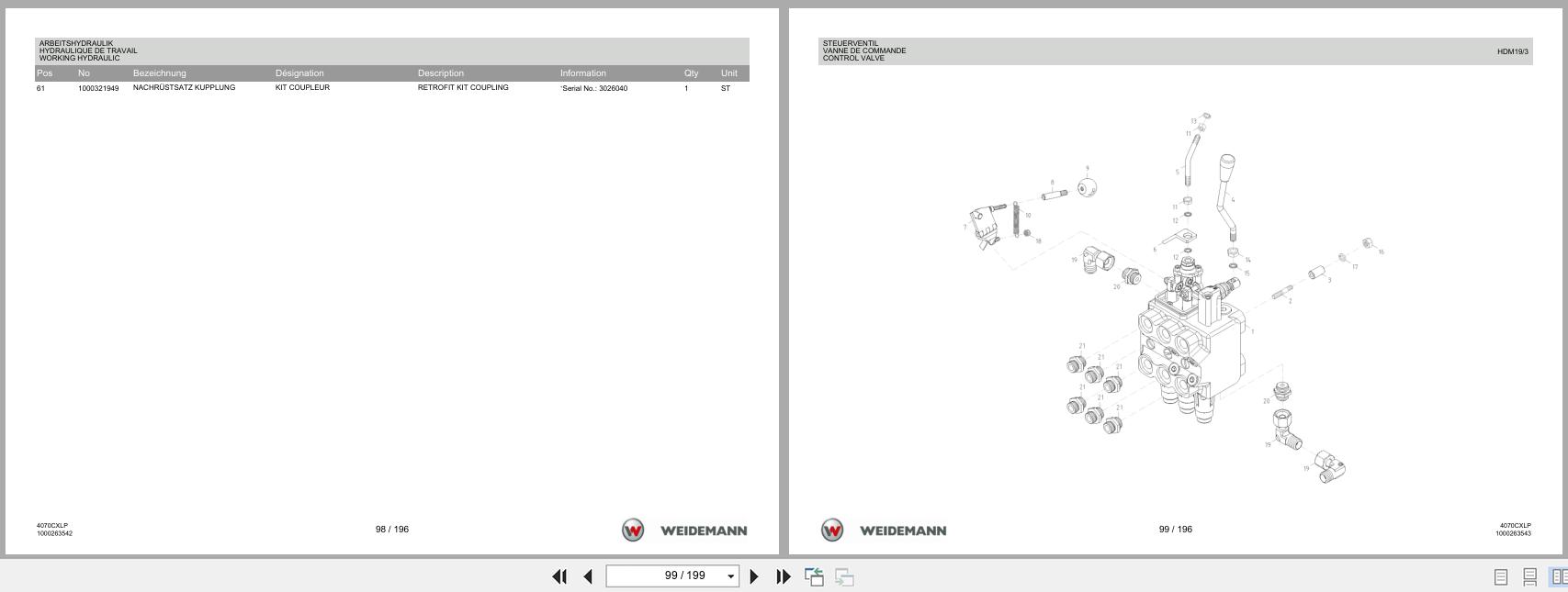 Weidemann Wheel Loader 4070CX80LP 4070CXLP Spare Parts List 1000236576 2014 DE FR EN (2)