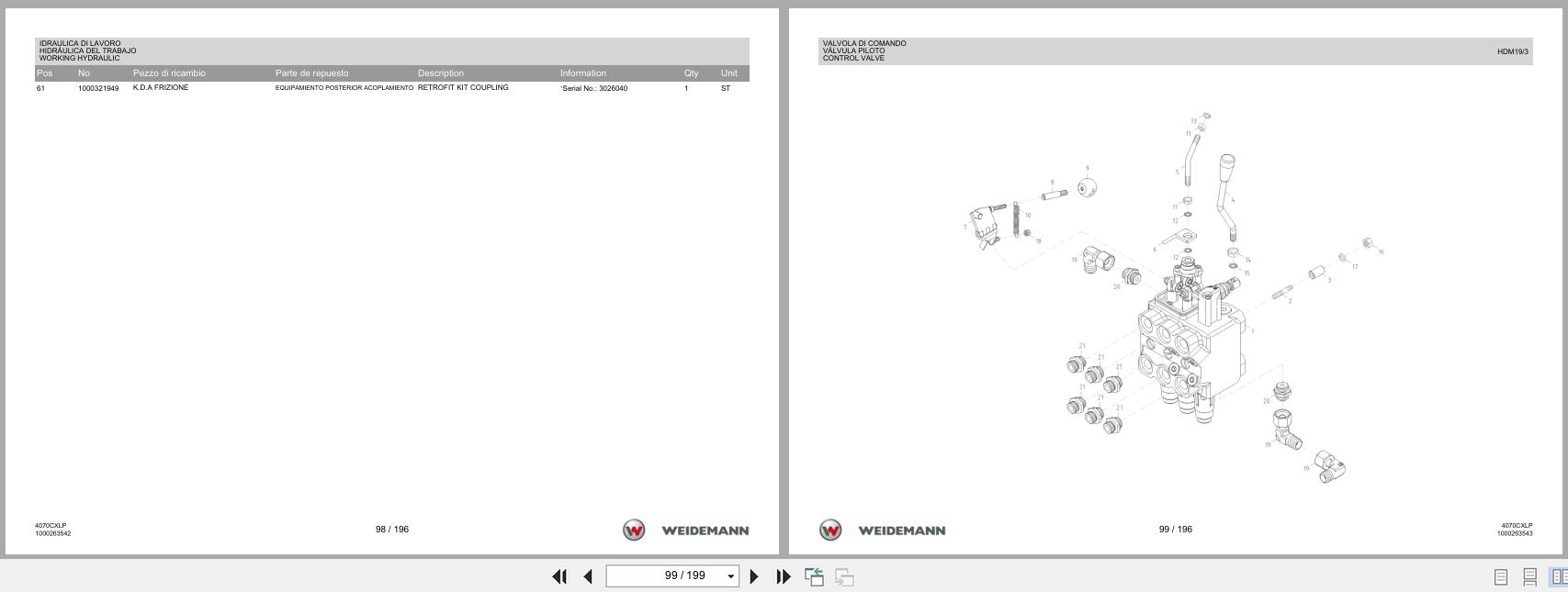 Weidemann Wheel Loader 4070CX80LP 4070CXLP Spare Parts List 2014 IT ES EN (2)
