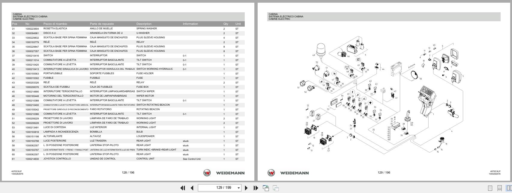 Weidemann Wheel Loader 4070CX80LP 4070CXLP Spare Parts List 2014 IT ES EN (3)