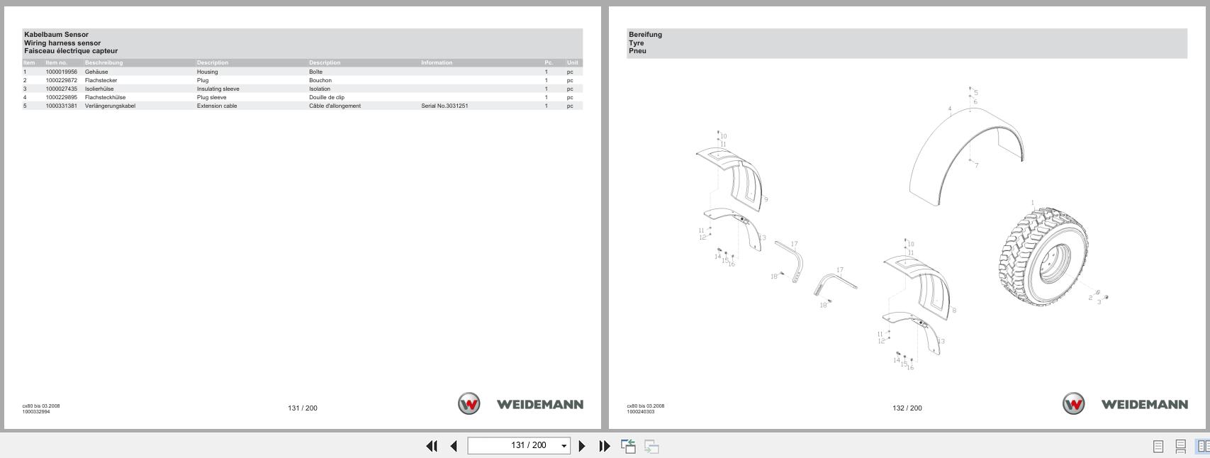 Weidemann Wheel Loader 4070CX80LP CX80 Spare Parts Catalog 08.2024 DE EN FR (3)