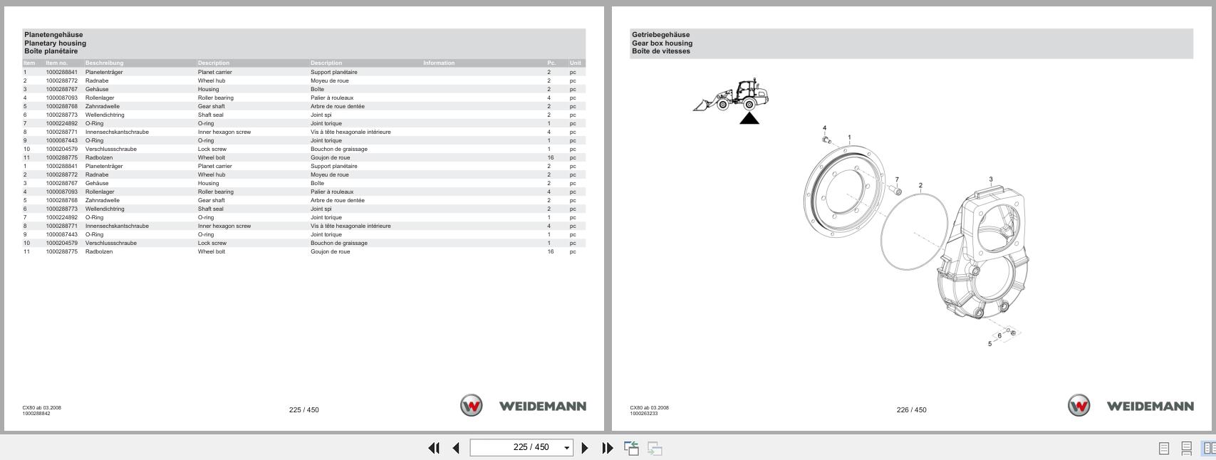 Weidemann Wheel Loader 4070CX80LP CX80 Spare Parts Catalog 1000304700 05.2025 DE EN FR (2)