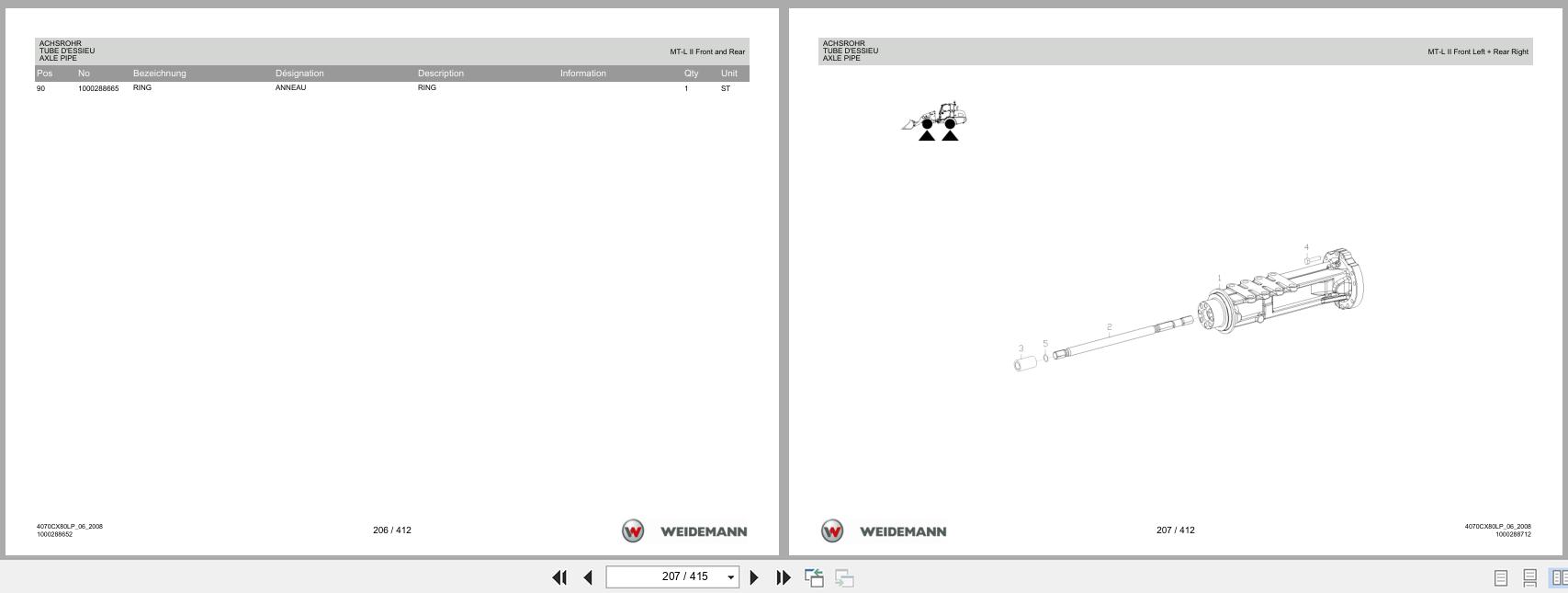 Weidemann Wheel Loader 4070CX80LP Spare Parts List 1000304700 2014 DE FR EN (2)