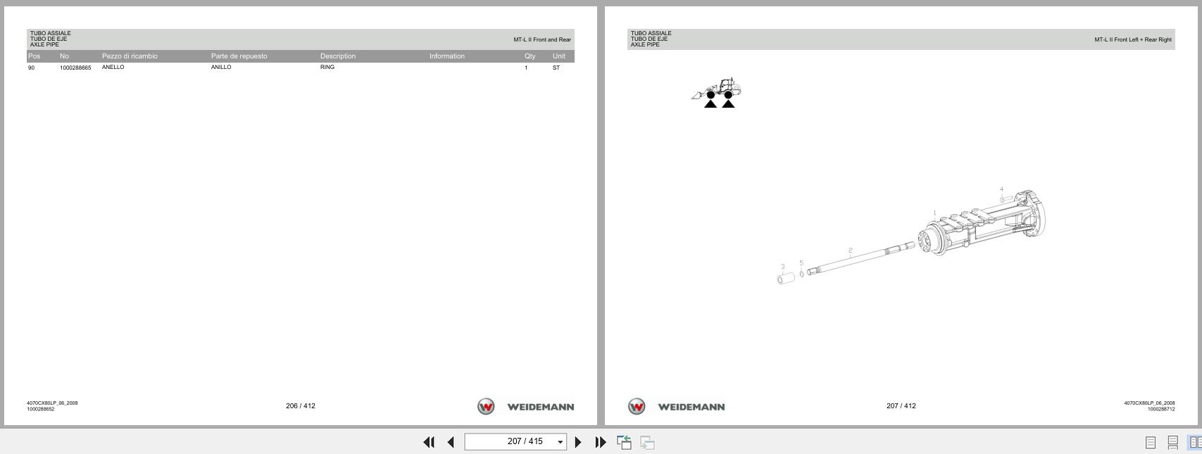 Weidemann Wheel Loader 4070CX80LP Spare Parts List 1000326050 2014 IT ES EN (2)