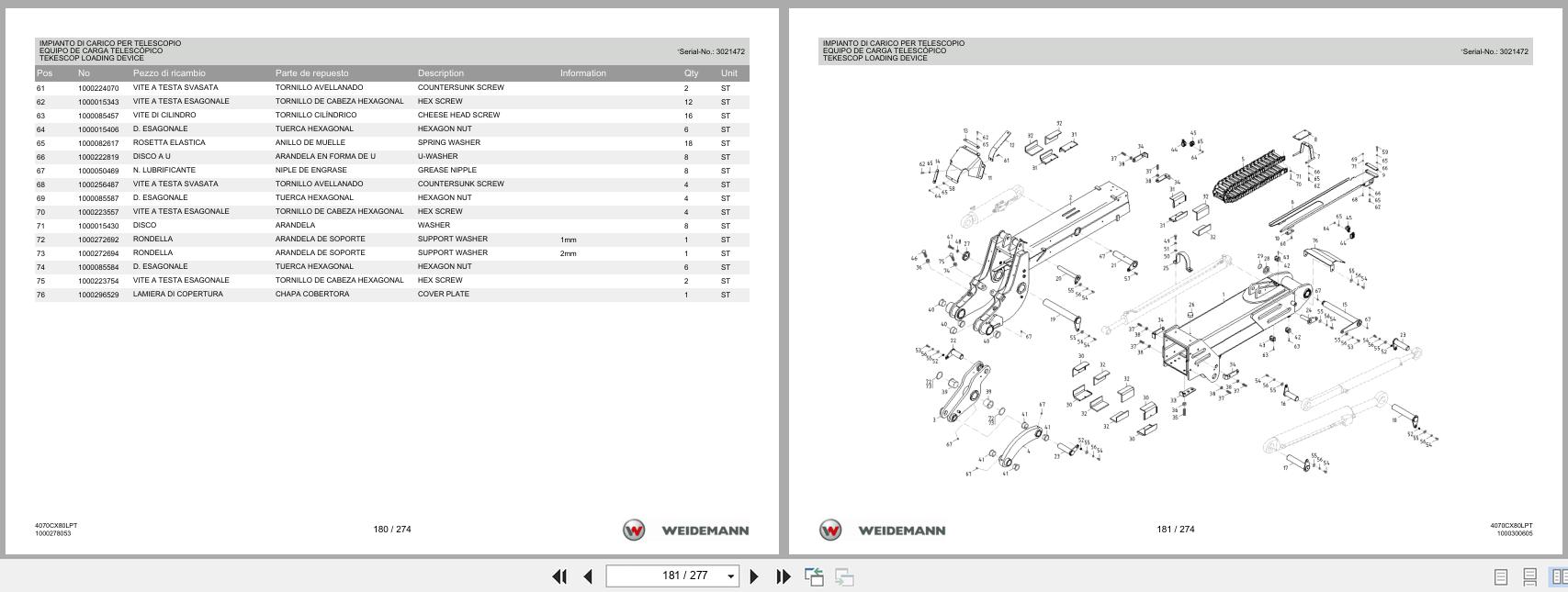 Weidemann Wheel Loader 4070CX80LP TELE 4070CX80LPT Spare Parts List 1000326081 2014 IT ES EN (3)