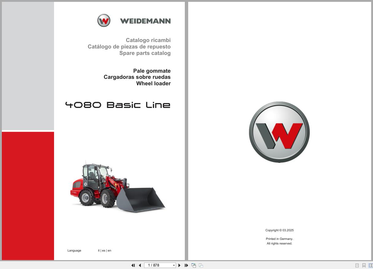Weidemann Wheel Loader 4080 Basic Line Spare Parts Catalog 03.2025 IT ES EN (1)