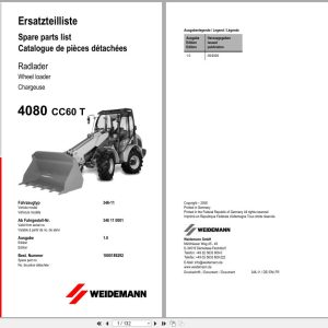 Weidemann Wheel Loader 4080 CC60T 346 11 Spare Parts List 1000189292 2008 EN DE FR (1)