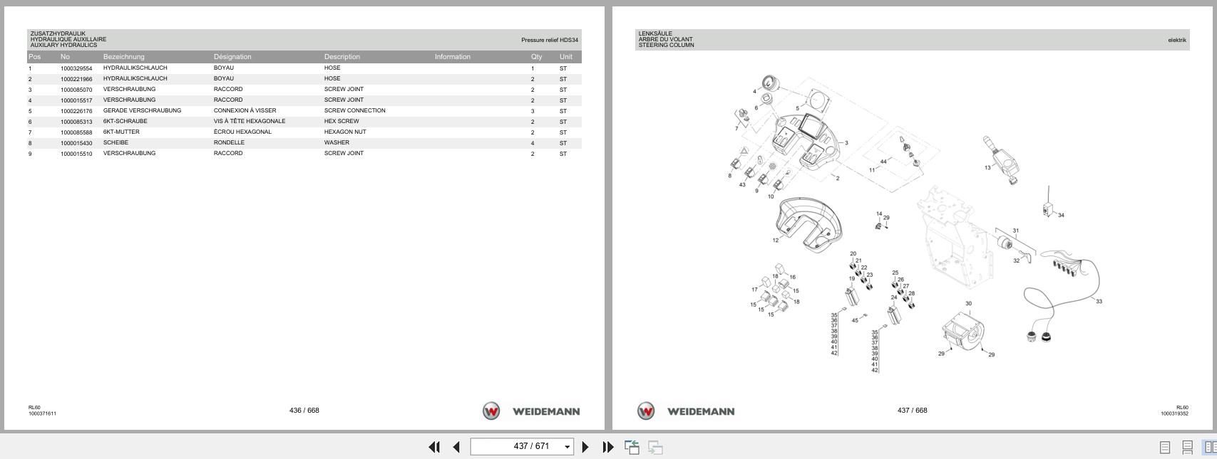 Weidemann Wheel Loader 4080 RL60 Spare Parts List 1000308758 2016 DE FR EN (3)