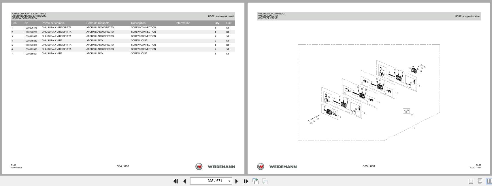Weidemann Wheel Loader 4080 RL60 Spare Parts List 1000326085 IT ES EN (2)