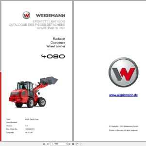 Weidemann Wheel Loader 4080 RL60 Tier IV Final Spare Parts List 1000360101 2016 DE FR EN (1)