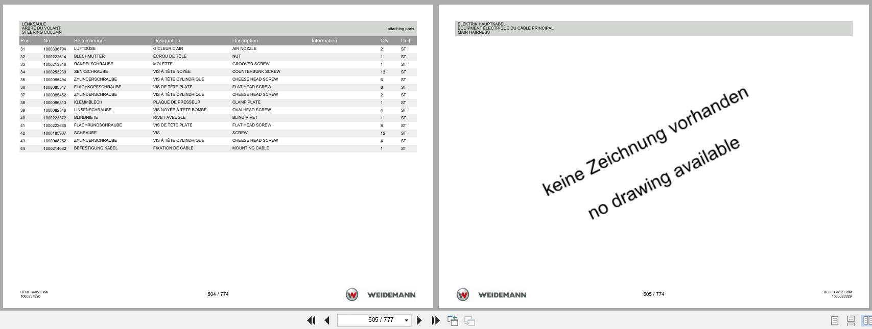 Weidemann Wheel Loader 4080 RL60 Tier IV Final Spare Parts List 1000360101 2016 DE FR EN (3)