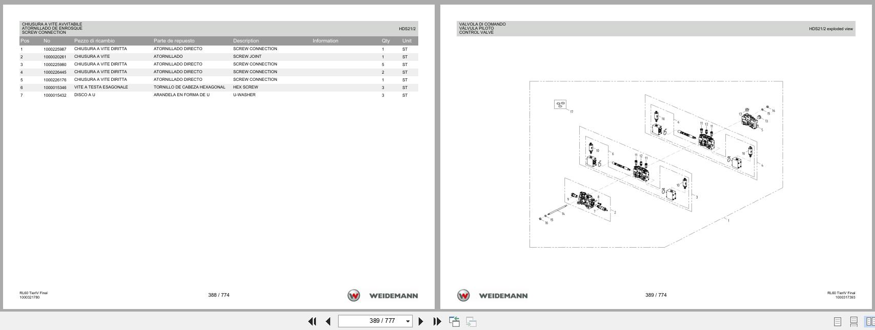 Weidemann Wheel Loader 4080 RL60 Tier IV Final Spare Parts List 1000360102 2016 IT ES EN (2)