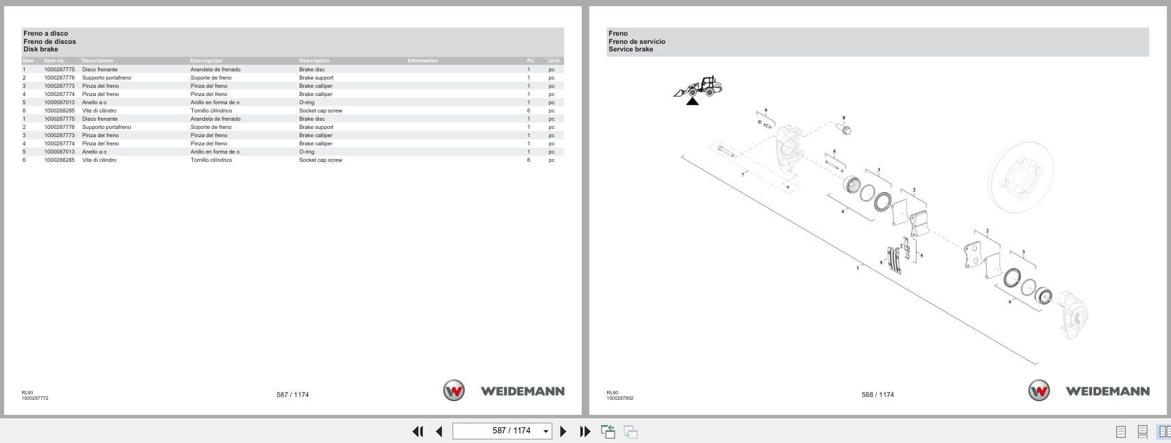 Weidemann Wheel Loader 4080 T4F RL60 Spare Parts Catalog 03.2023 IT ES EN (2)
