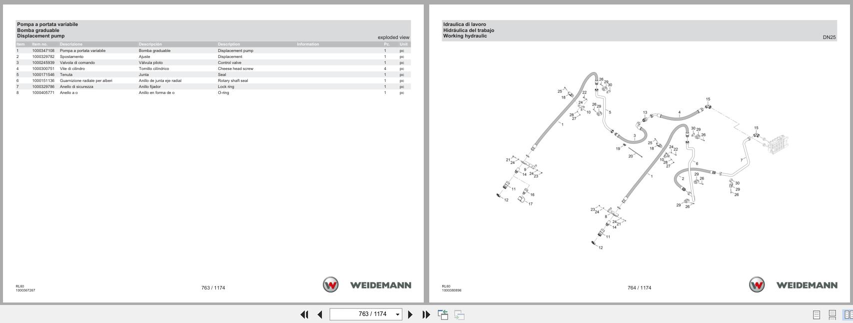 Weidemann Wheel Loader 4080 T4F RL60 Spare Parts Catalog 03.2023 IT ES EN (3)
