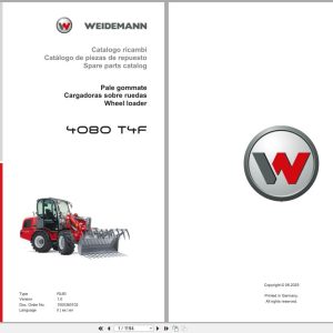 Weidemann Wheel Loader 4080 T4F RL60 Spare Parts Catalog 1000360102 06.2025 IT ES EN (1)