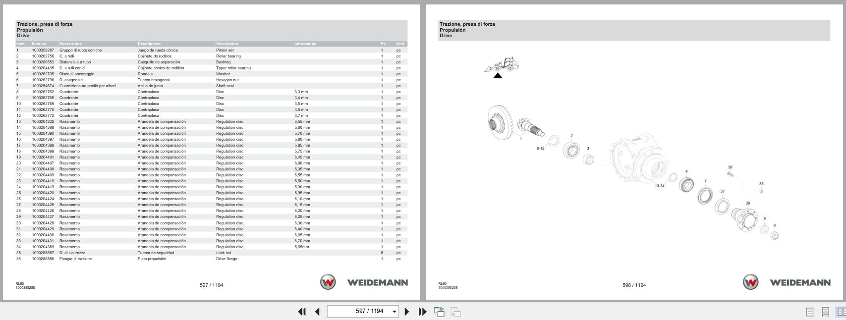 Weidemann Wheel Loader 4080 T4F RL60 Spare Parts Catalog 1000360102 06.2025 IT ES EN (2)