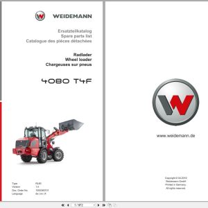 Weidemann Wheel Loader 4080 T4F RL60 Spare Parts List 1000360101 04.2019 DE FR EN (1)