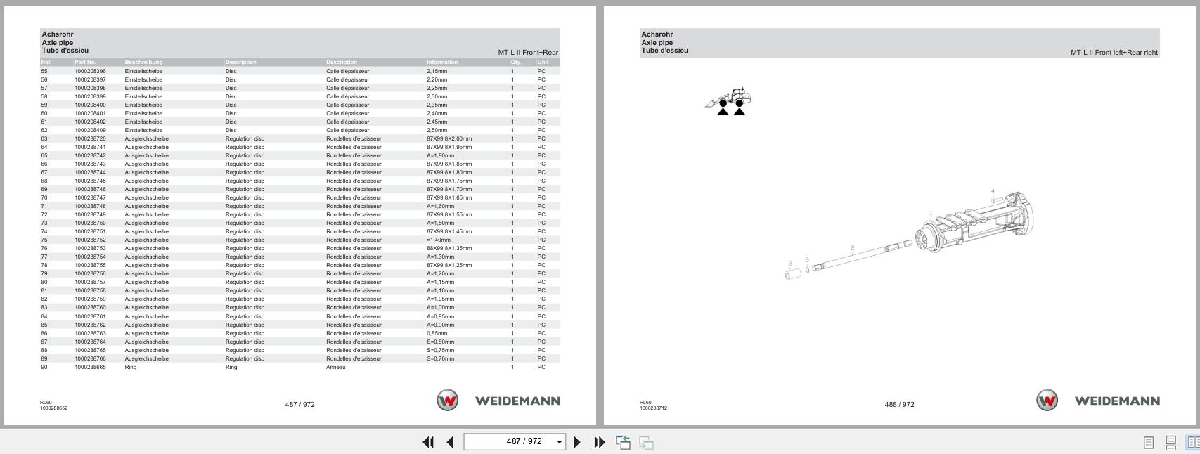 Weidemann Wheel Loader 4080 T4F RL60 Spare Parts List 1000360101 04.2019 DE FR EN (2)