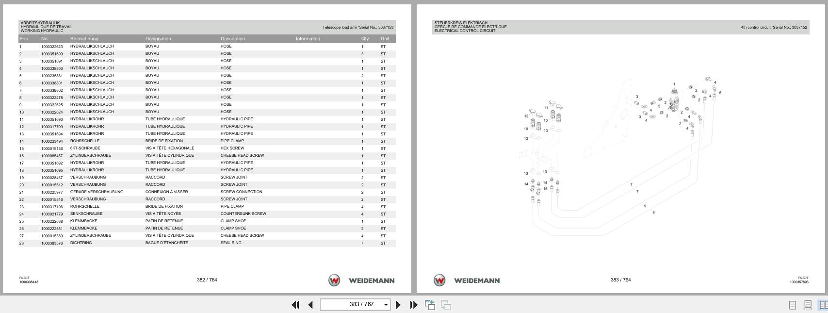 Weidemann Wheel Loader 4080 TELE RL60T Spare Parts List 1000308783 2016 DE FR EN (2)