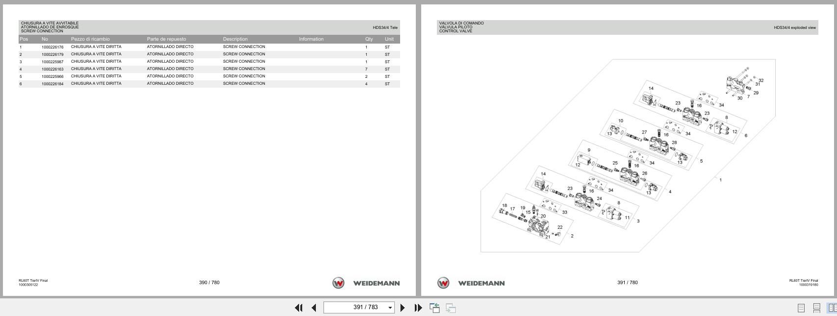 Weidemann Wheel Loader 4080 Tele RL60T Tier IV Final Spare Parts List 1000360105 2016 IT ES EN (2)