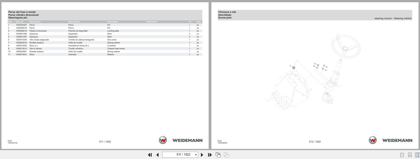 Weidemann Wheel Loader 4080LP RL60 Spare Parts Catalog 1000335535 07.2025 IT ES EN (2)