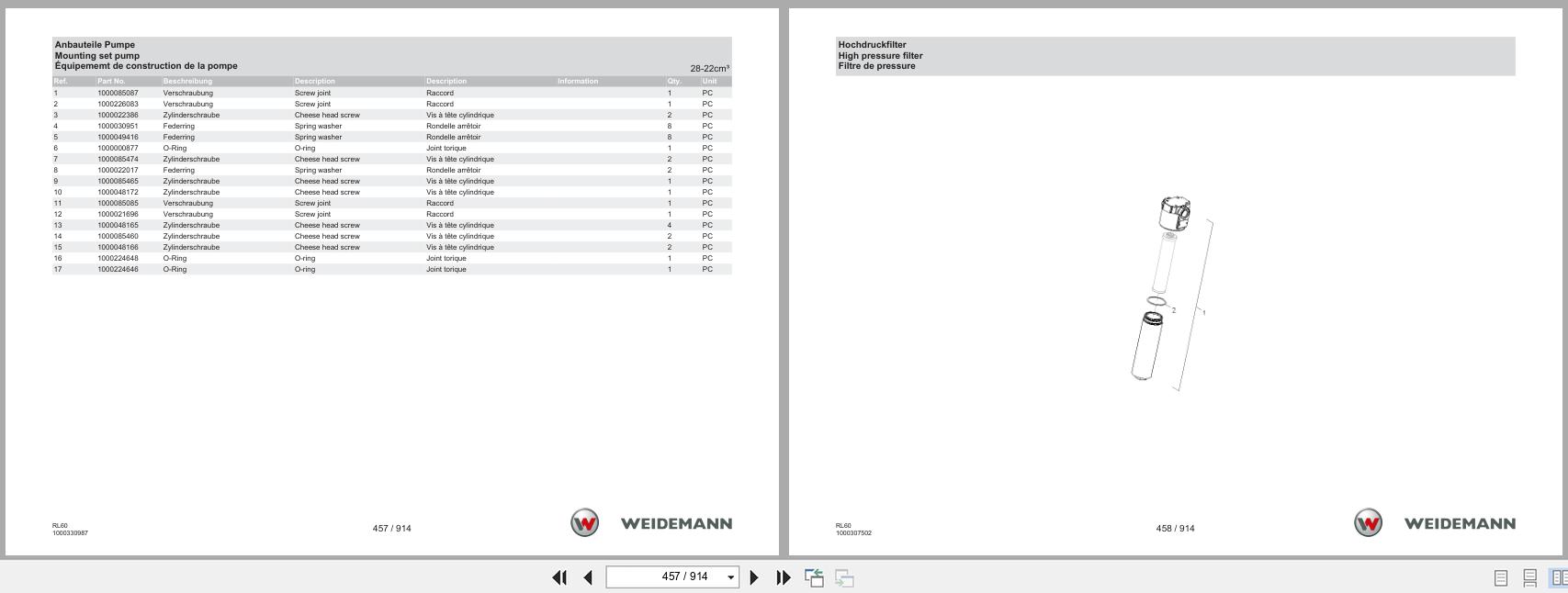 Weidemann Wheel Loader 4080LP RL60 Spare Parts List 1000335534 04.2019 DE FR EN (2)