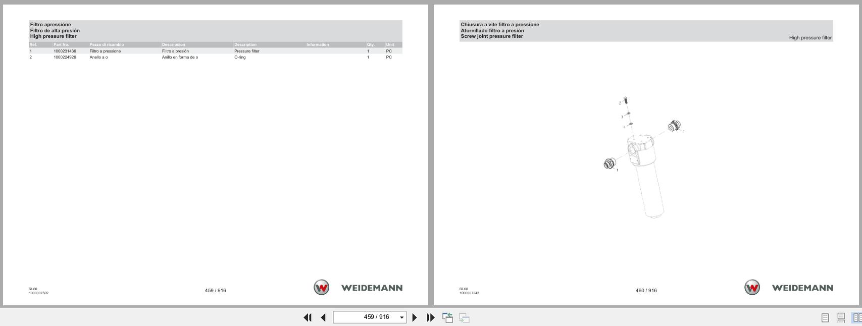 Weidemann Wheel Loader 4080LP RL60 Spare Parts List 1000335535 04.2019 IT ES EN (2)