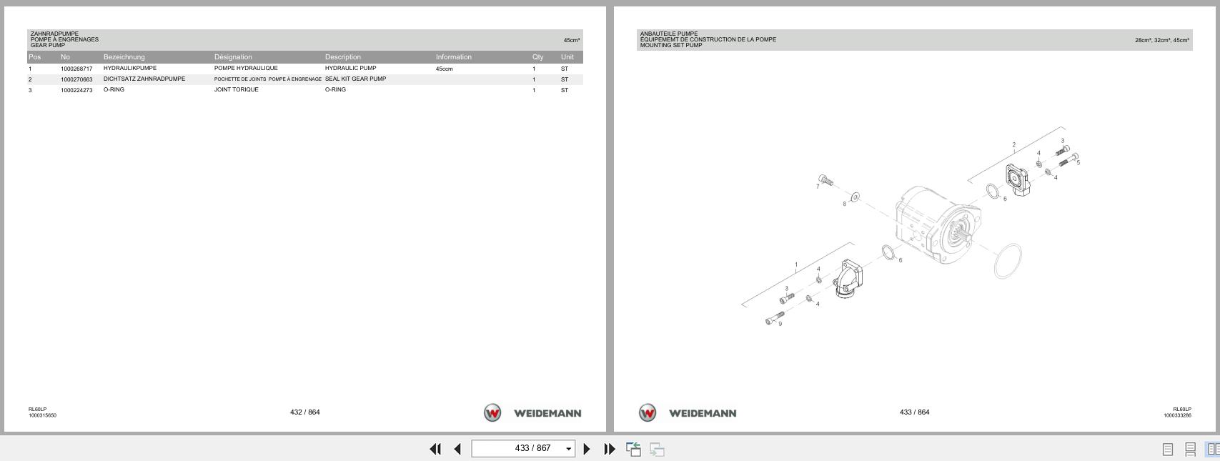 Weidemann Wheel Loader 4080LP RL60LP Spare Parts List 1000335534 2016 DE FR EN (2)