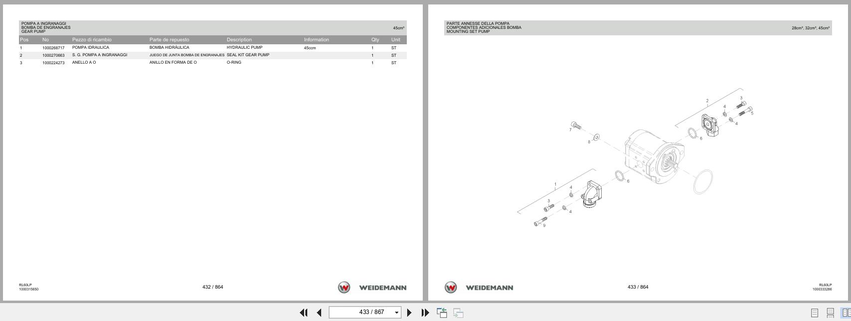 Weidemann Wheel Loader 4080LP RL60LP Spare Parts List 1000335535 2016 IT ES EN (2)